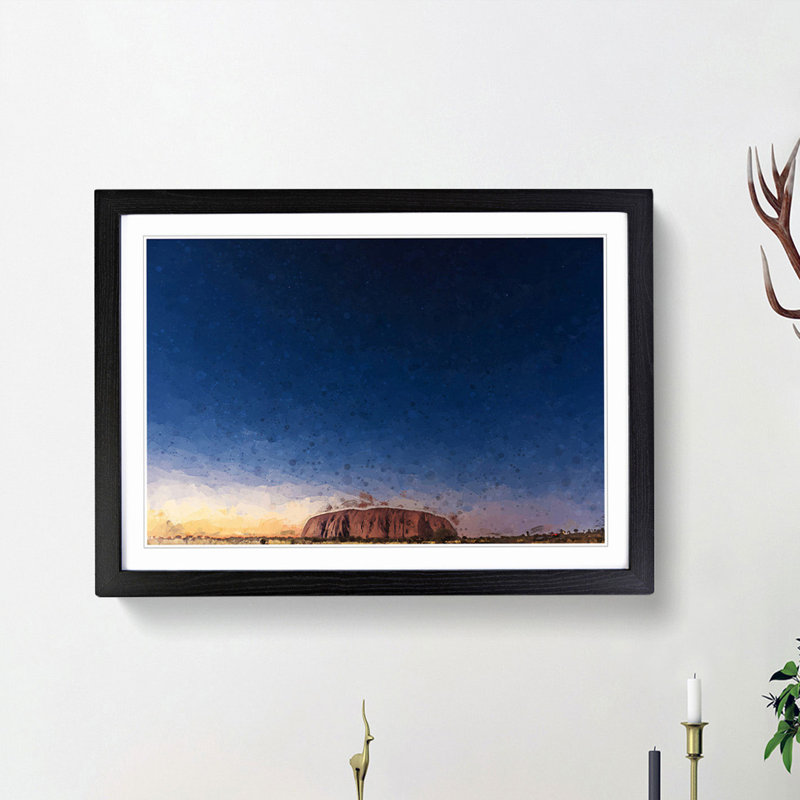 Uluru Ayers Rock in Australia in Abstract - Picture Frame Graphic Art Print, 48cm H x 65cm W x 2cm D, Black Framed