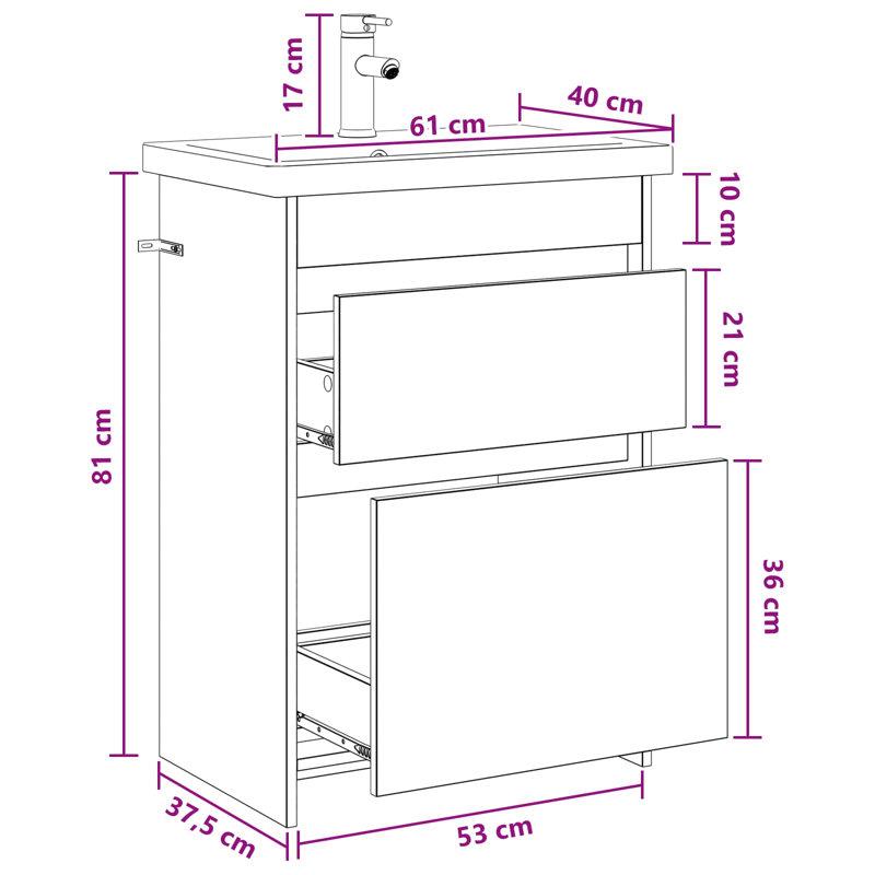 Vanity & Mirror Set, Concrete Grey