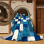 Machine Washable Checkered Blue Area Rug-128679496