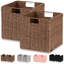 Panier en osier, ensemble de 2 paniers de rangement en corde de papier tissés à la main pour l'organisation, bacs de rangement pliables, casier de rangement en osier de 11 pouces, panier de rangement carré-1412900414