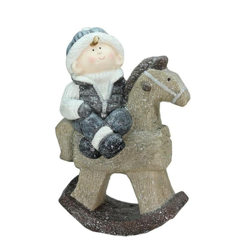 Figurine de Noël 18 po Boy on Rocking Horse