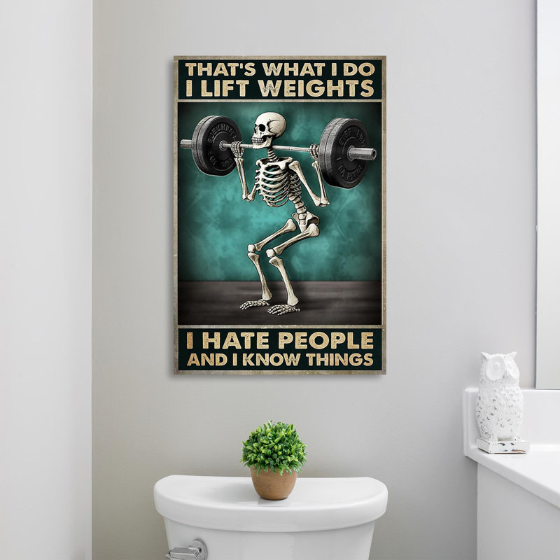 «I Lift Weights I Hate People», reproduction d'art graphique sur toile tendue 1 pièce, L 24 po x H 36 po