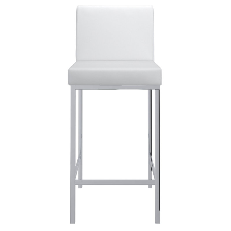 Ensemble de 2 tabourets de comptoir Lesli, blanc et chrome, 26 po, Blanc