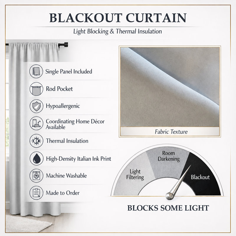 Rideau en lin, L 52 po x L 84 po