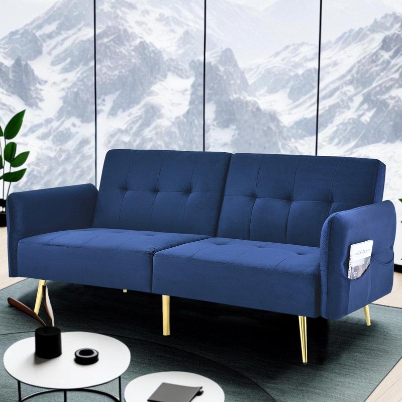 Zhara 77.5'' Velvet Sofa, Navy Velvet
