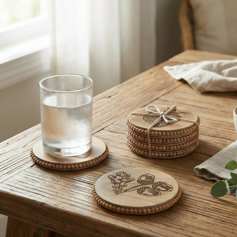 Ensemble de 4 sous-verres ronds à perles