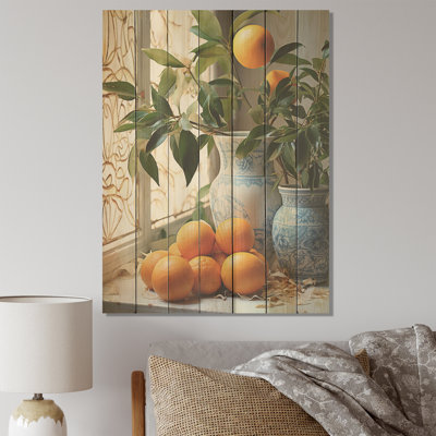 Farmhouse Orange Rustic Glow - Farmhouse Windows  On Wood Print