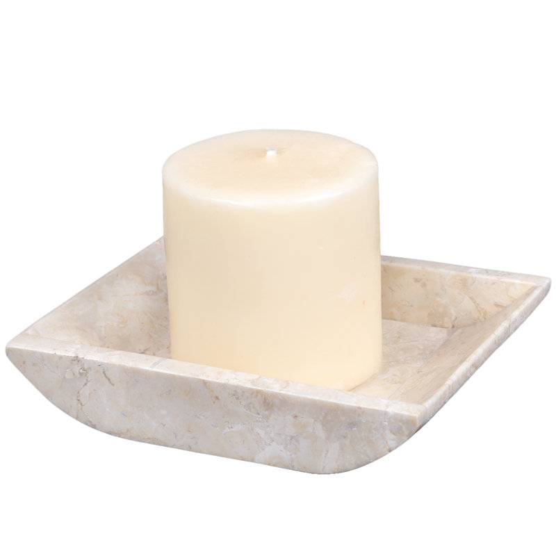 Creative Home Natural Champagne Marble Boat Shaped Candle Holder Tray Accessory Organize Tray Bathroom Countertop Organizer