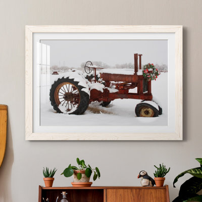 Tracteur de Noël - reproduction de photo sur papier encadrée