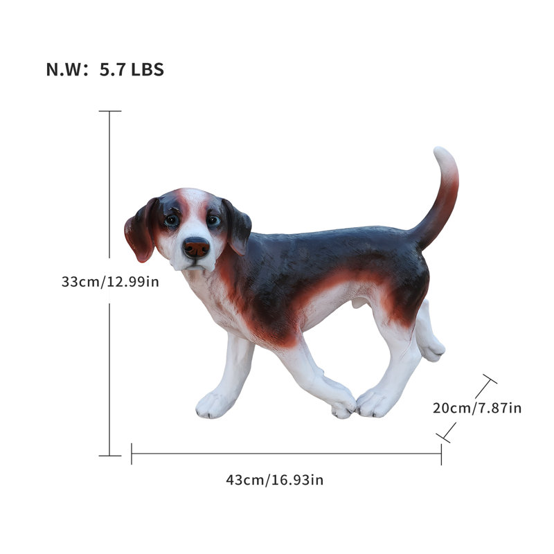 Statue de chien beagle en résine pour décoration intérieure et extérieure