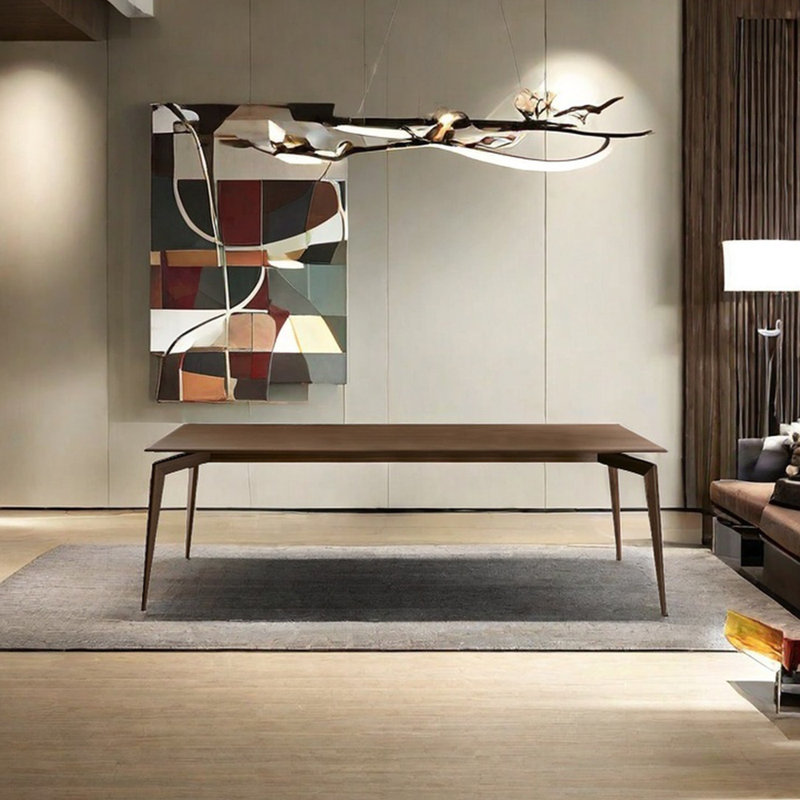 Walnut minimalism dining table, 29.53"H x 86.61"L x 35.43"W
