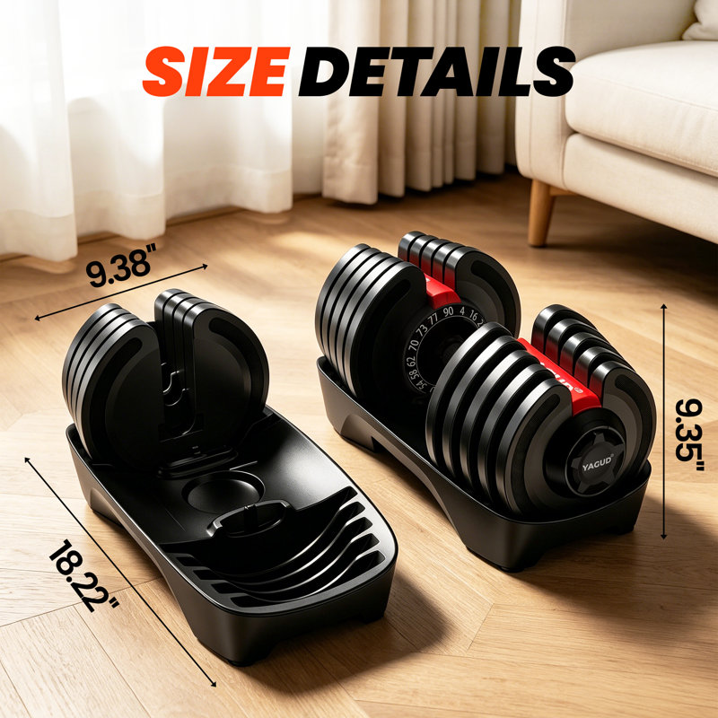 16-in-1 Adjustable Dumbbell, 4 to 90 LBS Fast Weight Adjustment Built with Auto Safety Lock, Fitness Exercise for Home Gym Suitable Men/Women,1 PC
