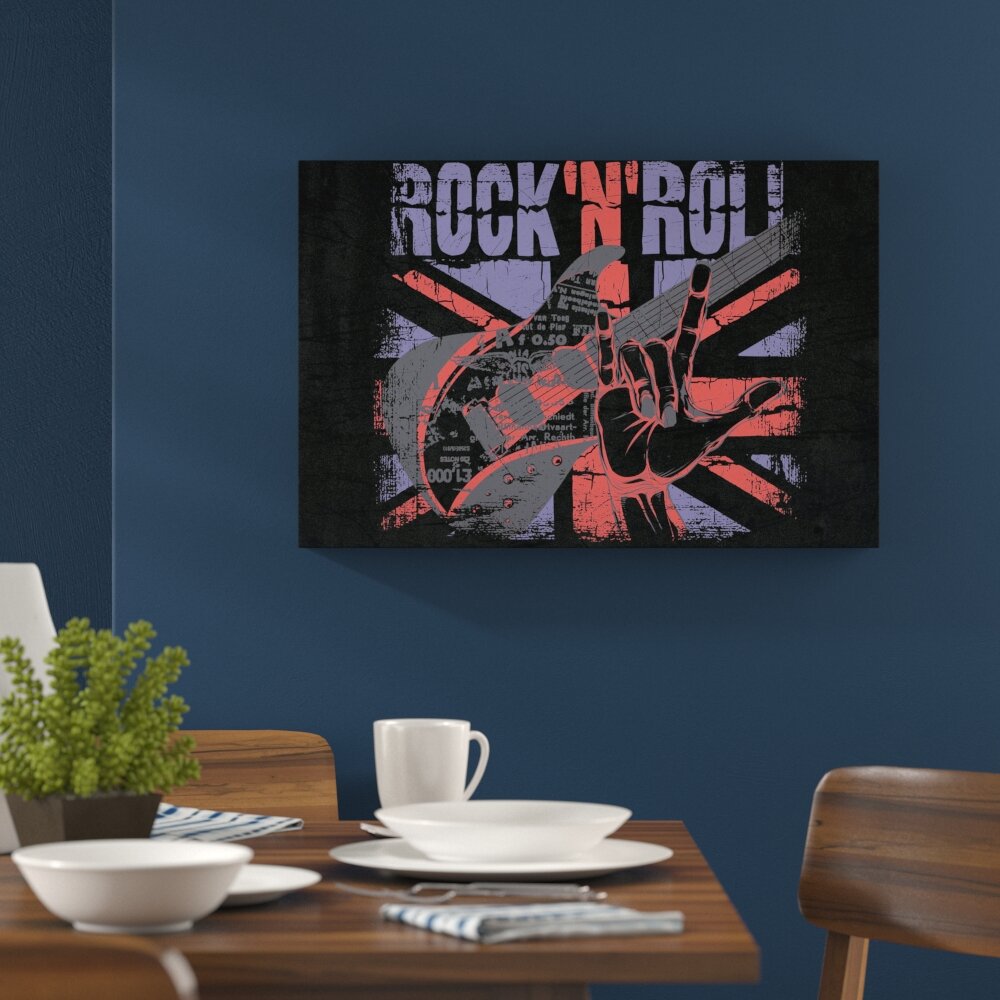 Leinwandbild „Rock n Roll Black", Grafikdruck