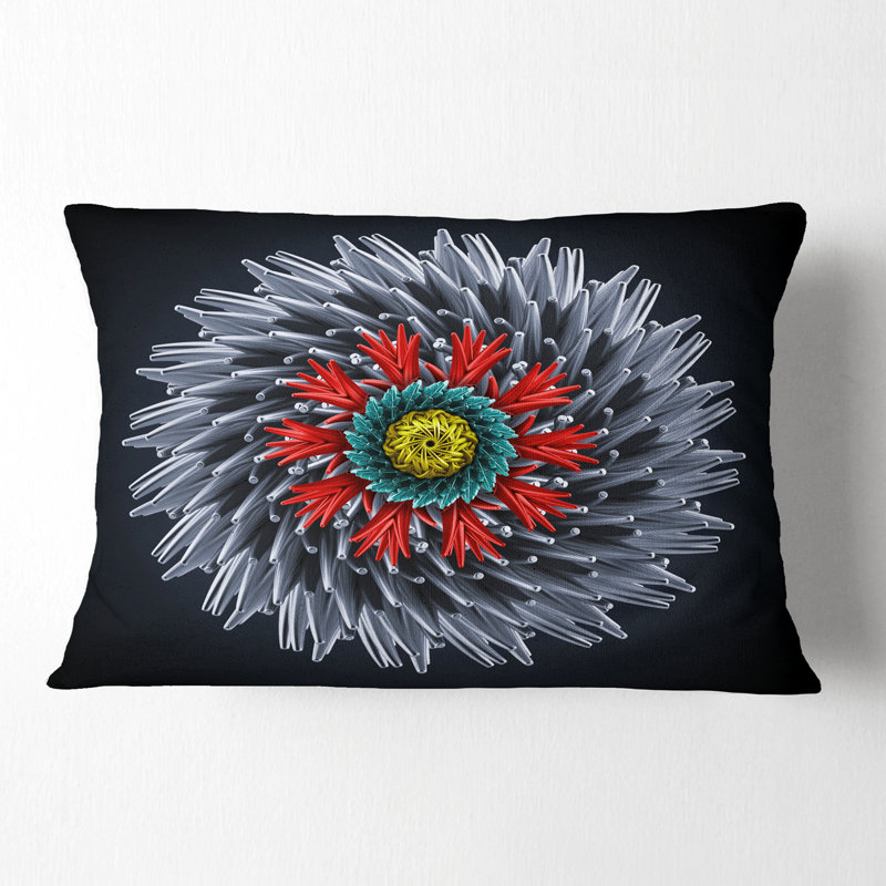 Fleur abstraite en argent 3D - coussin abstrait imprimé