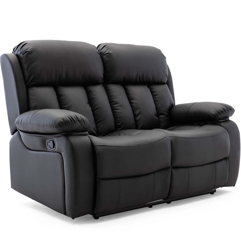 Deneka 2 Seater Linen Reclining Sofa, Black