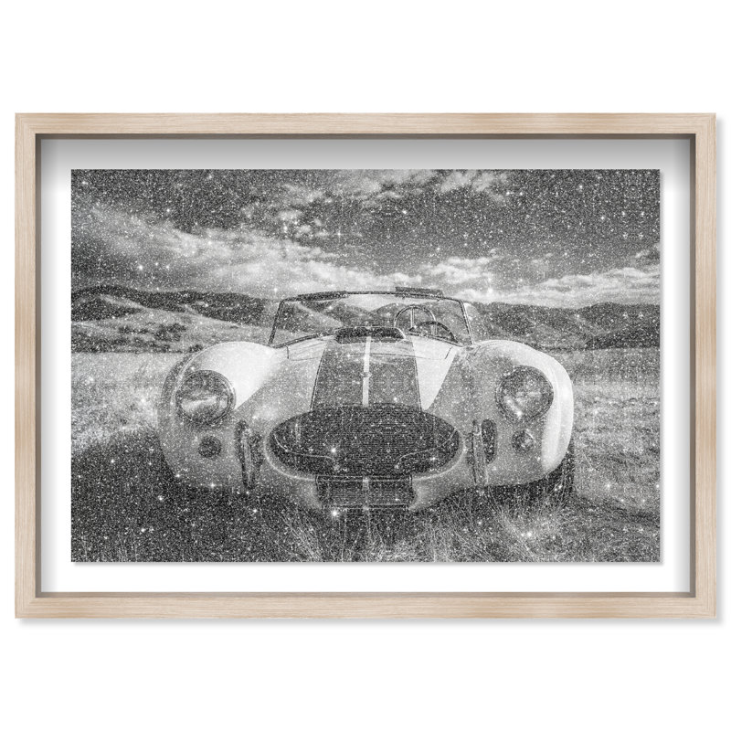 Serpent dans l'herbe, impression encadrée sous verre, motif de transport avec reflets de poussière de diamant, par Oliver Gal