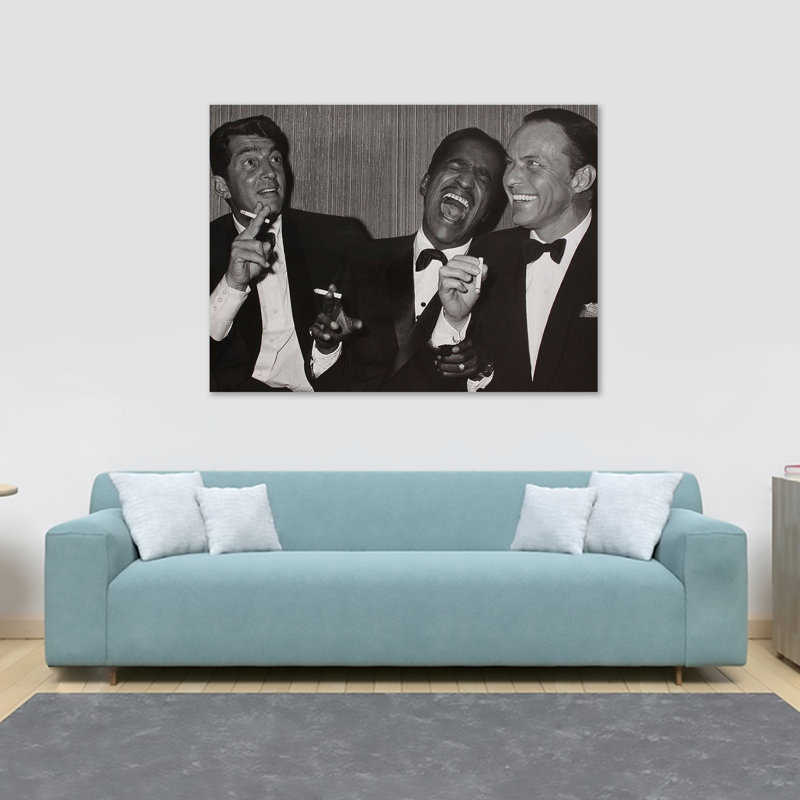 Rat Pack Dean Martin, Sammy Davis Jr. And Frank Sinatra Laughing - Wrapped Canvas Print, 84cm H x 120cm W x 3.8cm D
