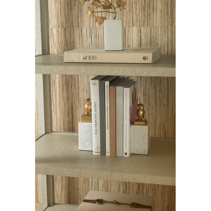 Owl Statue, Gold Leaf/White