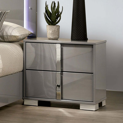 Table de chevet moderne 1pc avec pieds chromés