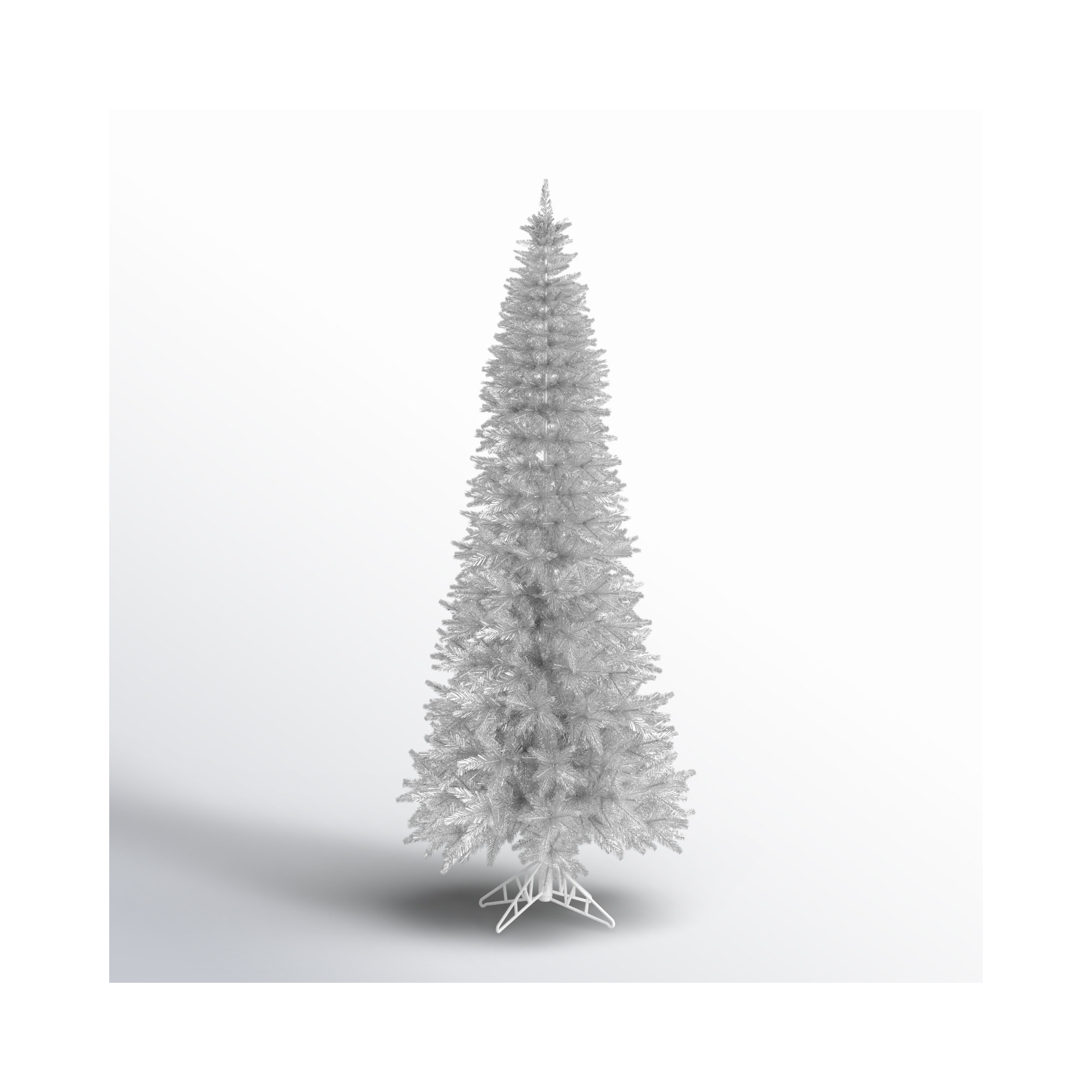 Silver Tinsel Fir Slim Artificial Christmas Tree, 7.5'