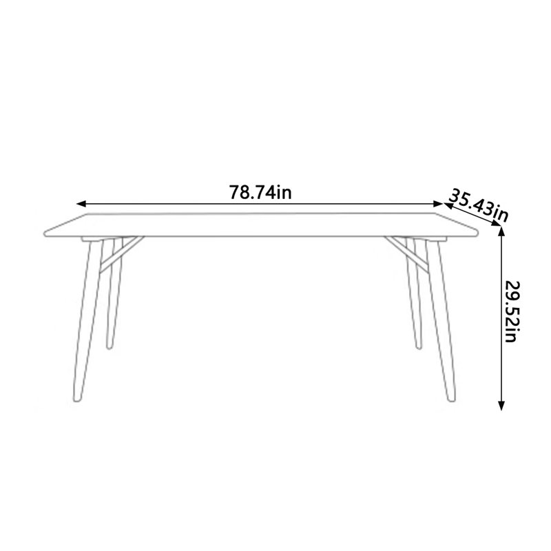 Cherry Solid Wood Dining Table, Brown, 35.43" W x 78.74" L