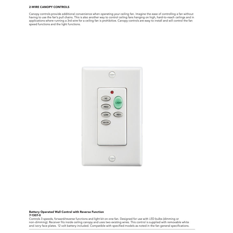 Ceiling Fan Remotes and Wall Controls