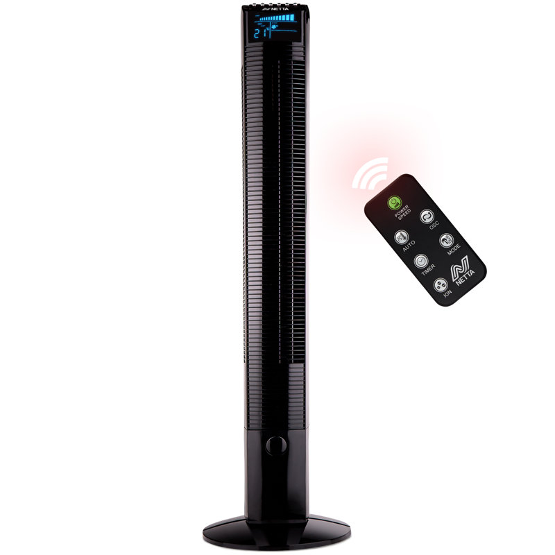 NETTA 44 Inch Tower Fan with Remote Control, Black