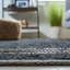 Tapis beige / bleu en cuir / coton tissé à la main Rider-835535226