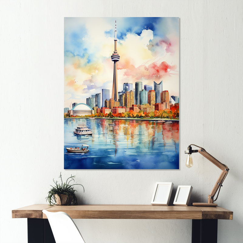 Coucher de soleil coloré sur le paysage urbain de Toronto II - ville de Toronto, art mural en métal