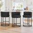 26" Swivel Bar Stools With Arms and Footrest, Upholstered Cushion Seat