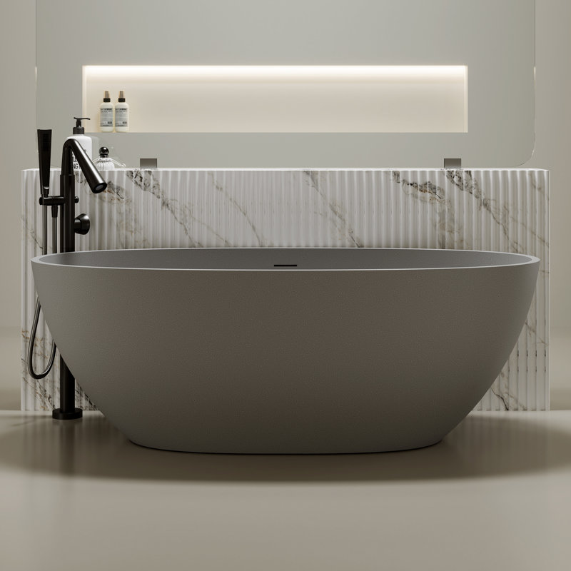 Baignoire de trempage autoportante 59 po, Gris luxe