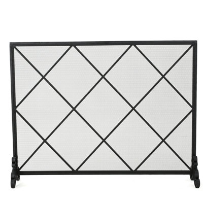 Pare-étincelles en fer - panneau simple, losange classique, 41,5 po x 8,9 po, 32,1 po, panneau de finition noir, design élégant et contemporain, 42,16 po, 8,67 po et 32,52 po