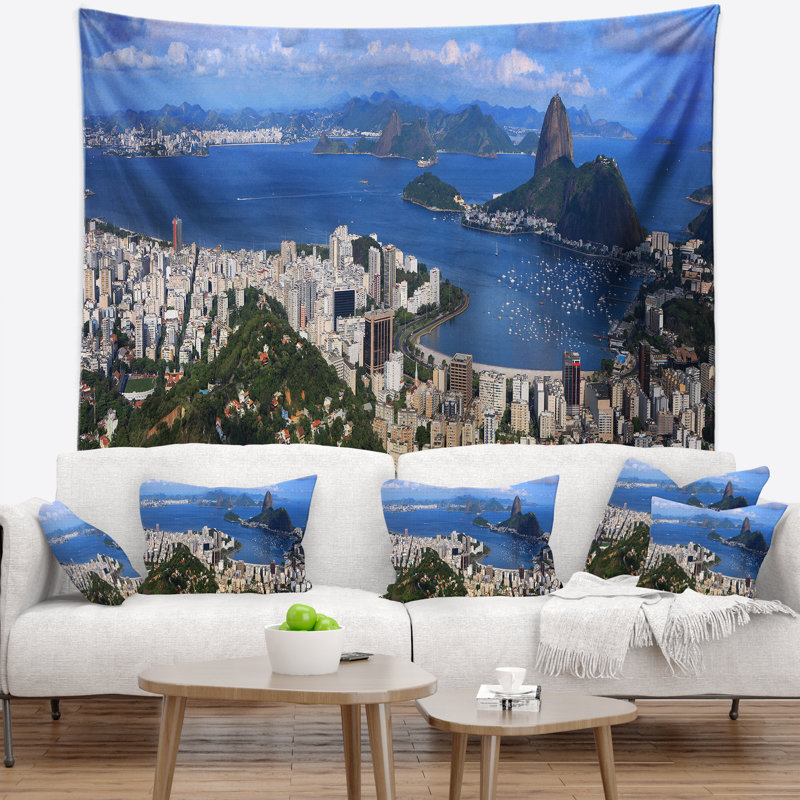 Paysage, tapisserie panoramique Rio De Janeiro, H 68 po x l 80 po