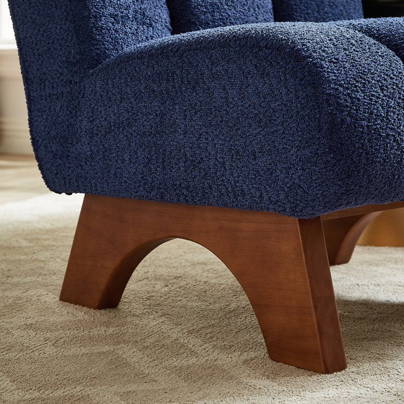 Brenetta 64Cm Wide Tufted Lounge Chair, Dark Blue Sherpa