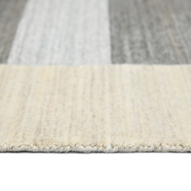 Ivory and Multi-Color Handmade Wool and Silk Area Rug