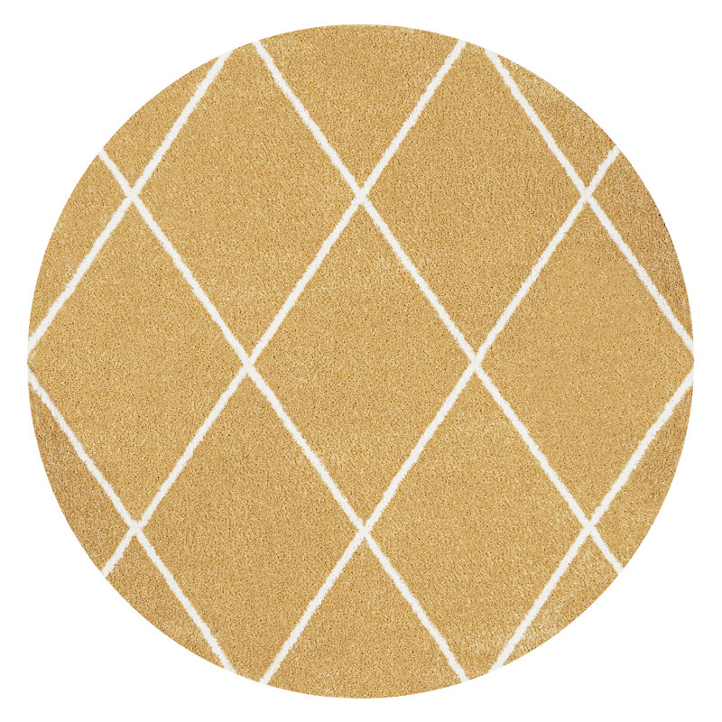 Tapis or / blanc Cole, Rond 5 pi 3 po