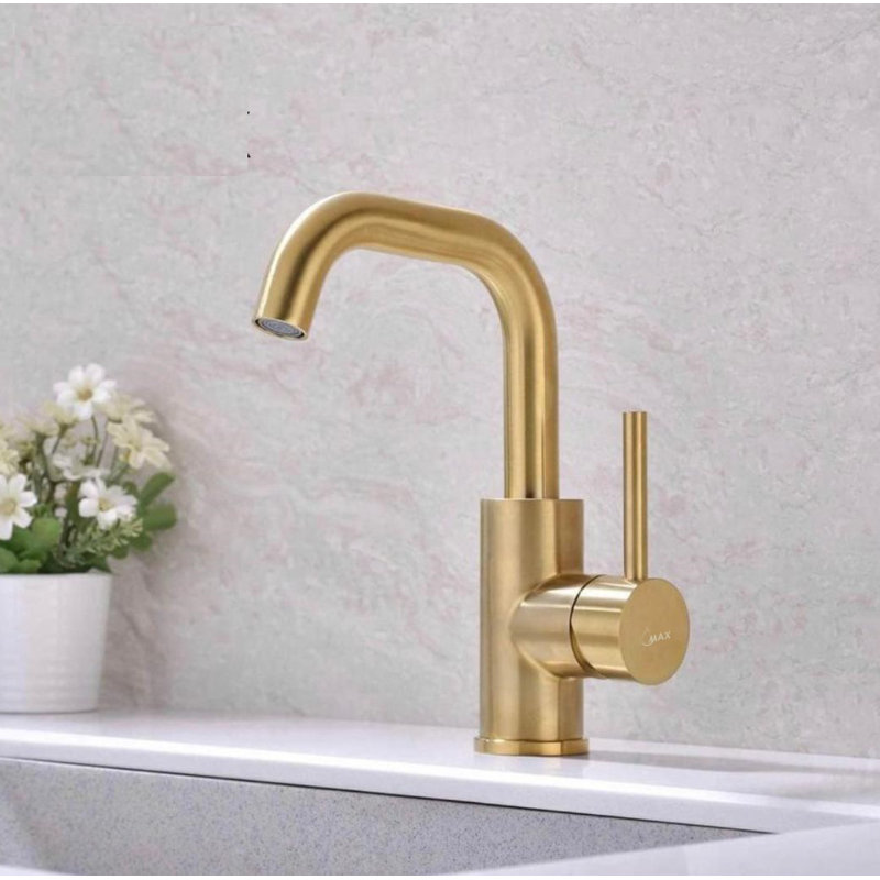 Robinet pour salle de bain à poignée latérale, Or brossé