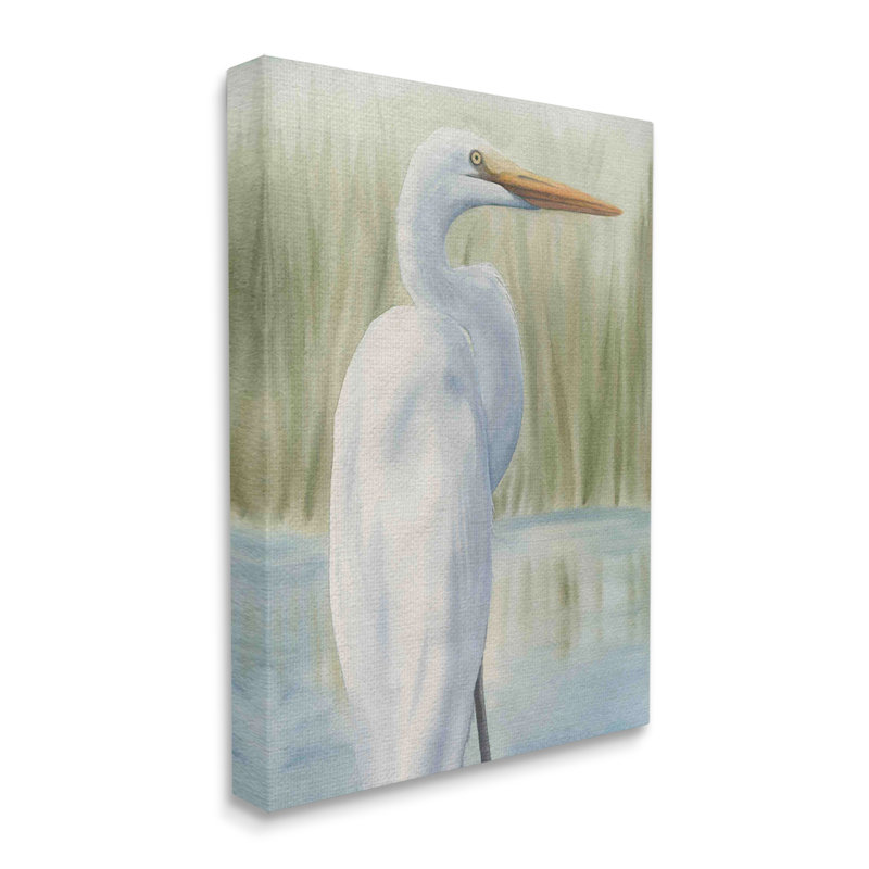 «Stupell Industries Egret Marshland», peinture encadrée sur toile flottante par Grace Popp, H 20 po x l 16 po x P 1,5 po