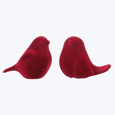 Ceramic Flocked Christmas Bird-6 Pcs