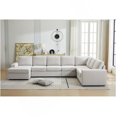 Large - Scale L - Shaped Modular Sofa Set With Detachable Components, Comfortable Upholstery And Decorative Throws For Contemporary Home Interiors