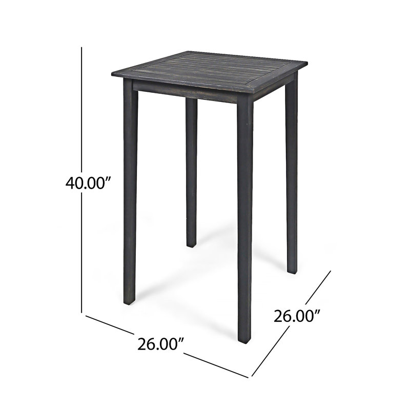 Table de bar d'extérieur carrée en bois, Gris foncé