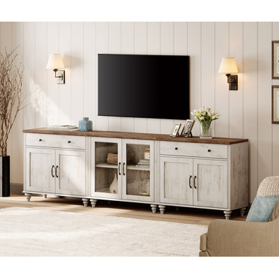 Scarlett TV Stand For TV, 3-In-1 TV Console Table For 85 Inch TV, Entertainment Center With Glass & Wood Door, Kitchen Sideboard Buffet Cabinet For Dining Room