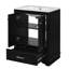 Meuble-lavabo moderne 24 po avec lavabo en céramique - armoire autoportante noire, rangement spacieux, portes à fermeture douce, style armoire à poignées argentées, poignée polyvalente, construction robuste-1137177978
