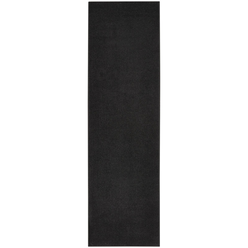 Tapis noir moderne Yolonda, Tapis de couloir 2 pi 2 po x 7 pi 6 po