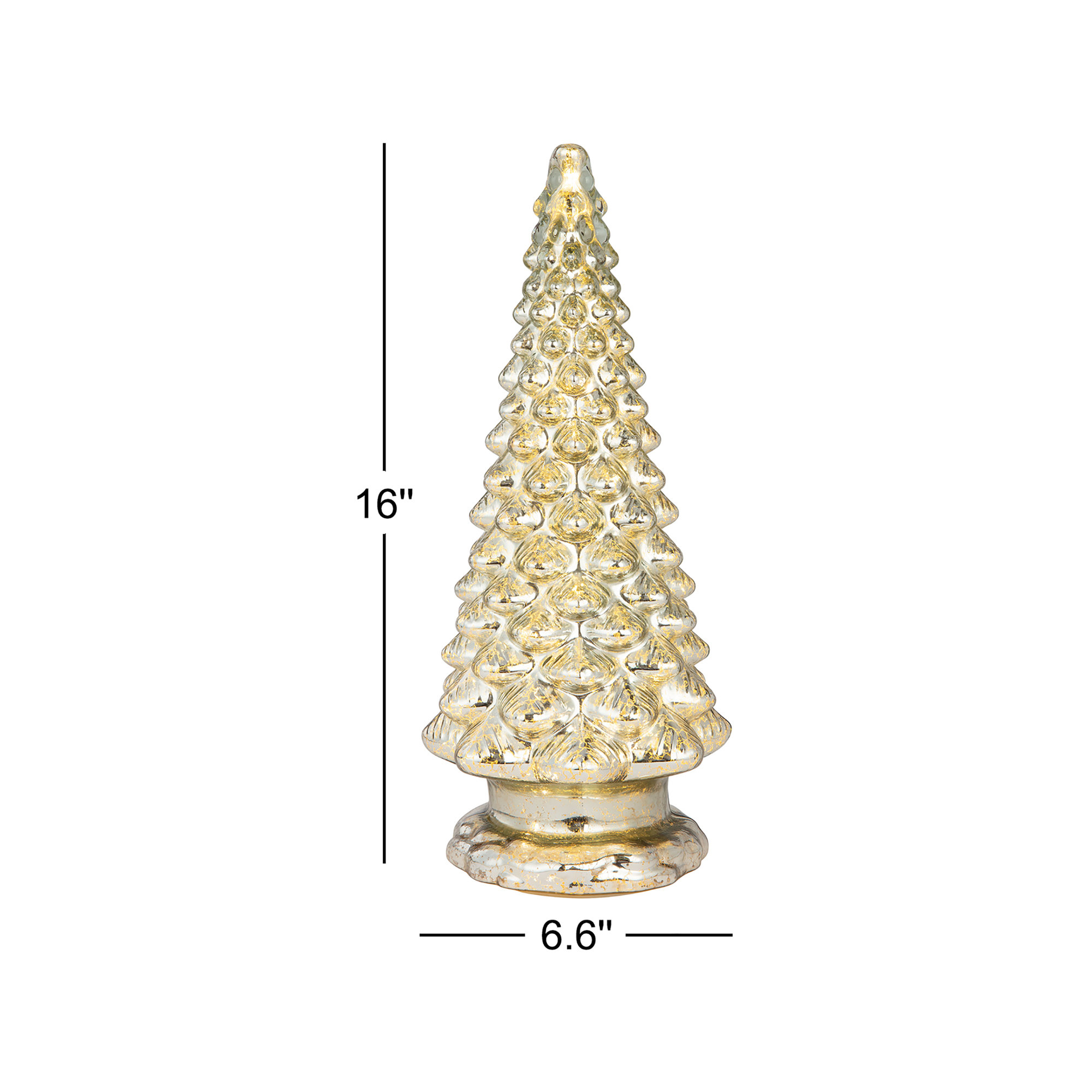 Nostalgic Mercury Glass Tree with Twinkling Lights, 16" H x 6.60" W x 6.60" D