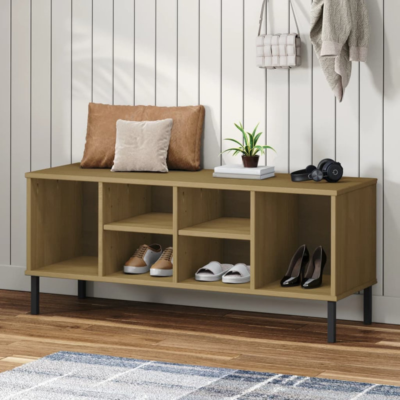 6 Pair Stackable Solid Wood Shoe Rack, Brown