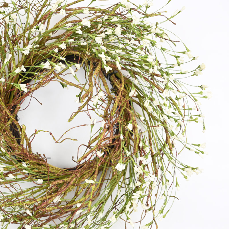 26" Wildflower Spring Front Door Wreath , White