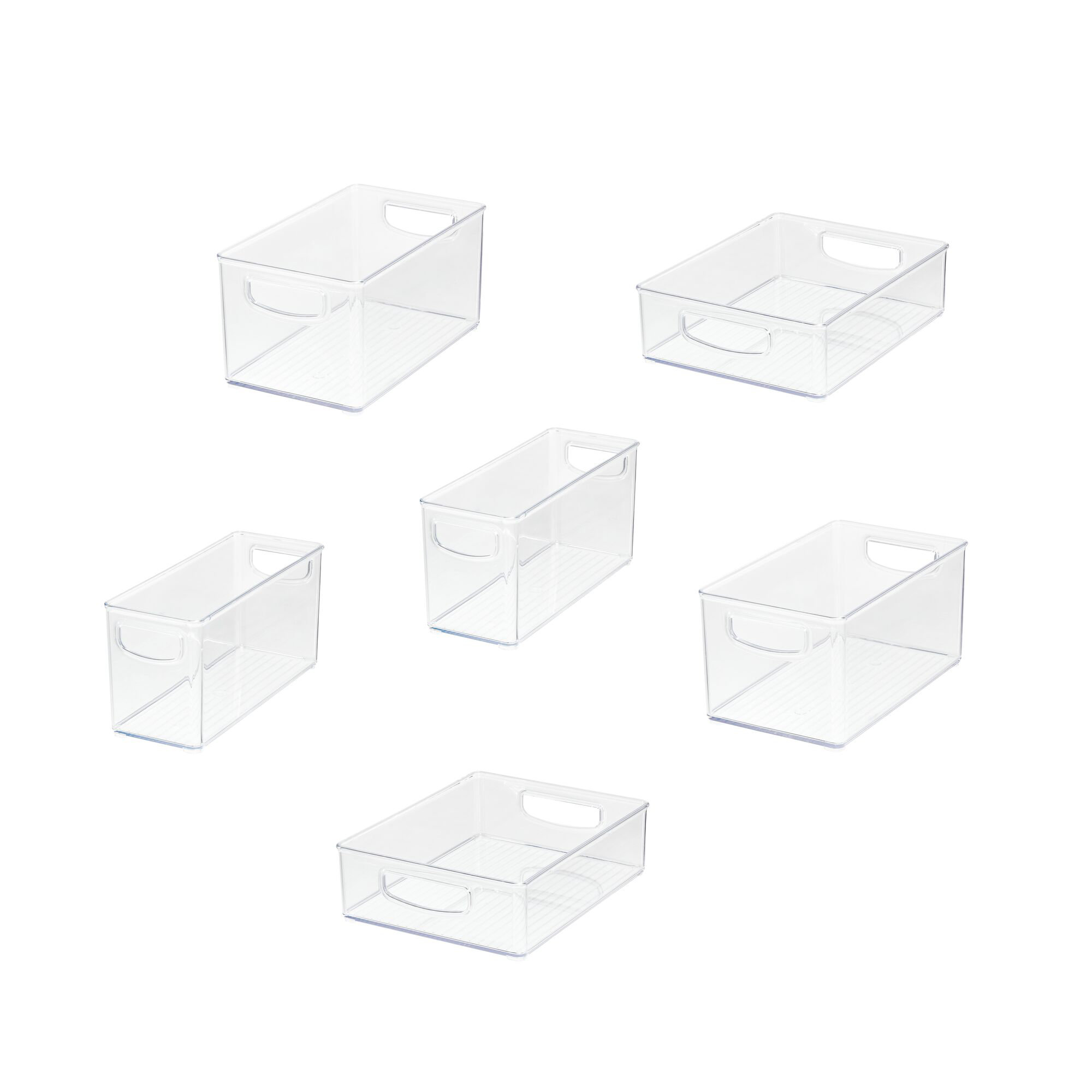 iDesign Crisp 4-Piece Recycled Plastic Refrigerator Organizer Bin Set with Lids, Clear/White
