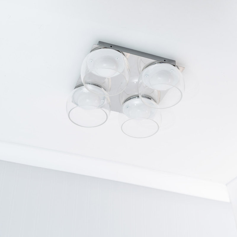 Adelyna Glass LED Flush Mount, Clear, Chrome