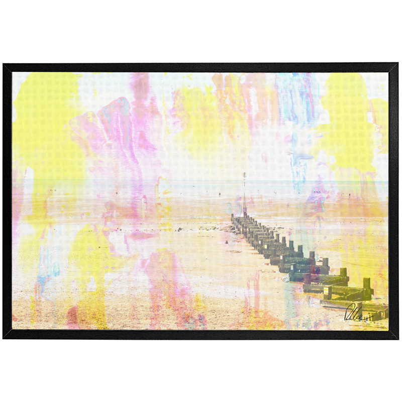 Colourful Beach - Single Picture Frame Print, Black, 61cm H x 91cm W x 4cm D